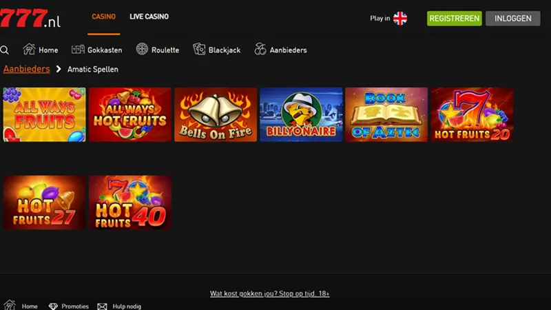Amatic slots nieuw bij Casino 777
